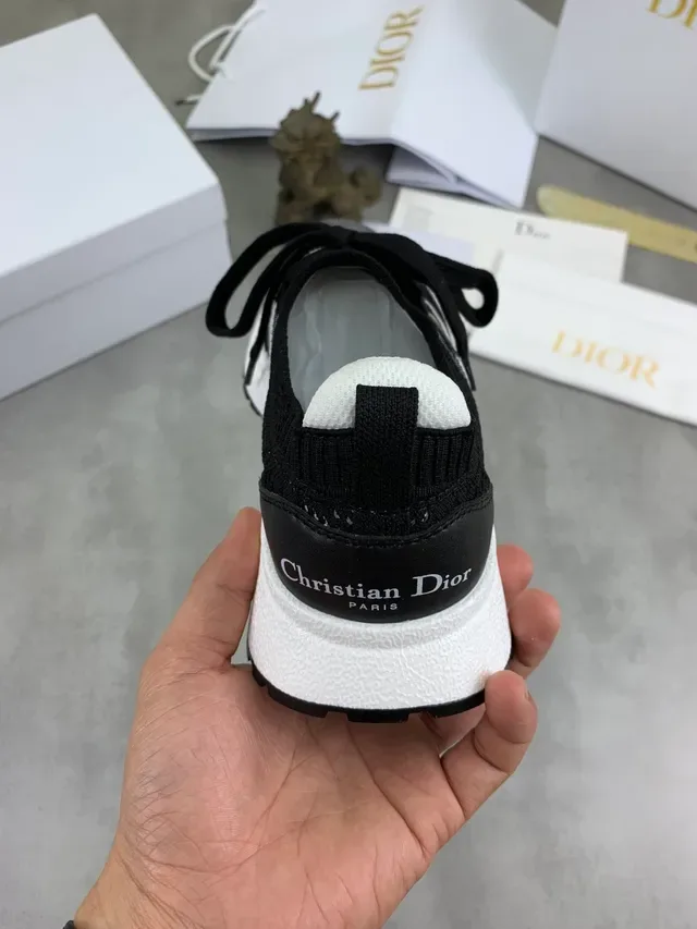 Dior Sneakers Lifestyle Noir Blanc à Col de Chaussette Tricoté 3