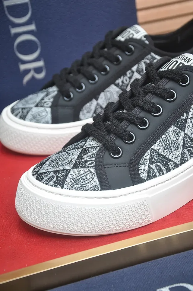 Dior Preto Branco Monogram-Print Upper Overlays Tênis Lifestyle 2