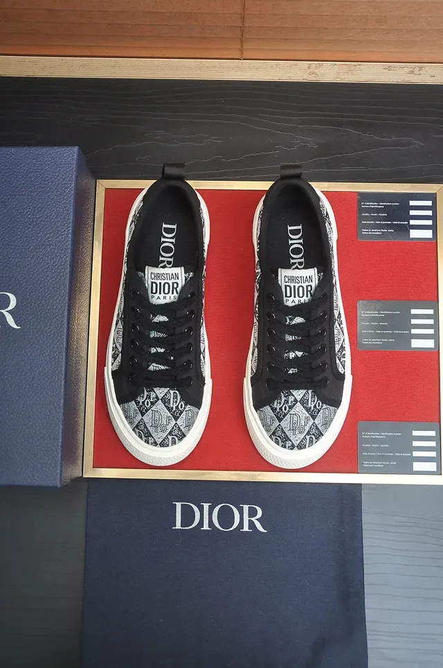 Dior Preto Branco Monogram-Print Upper Overlays Tênis Lifestyle 5