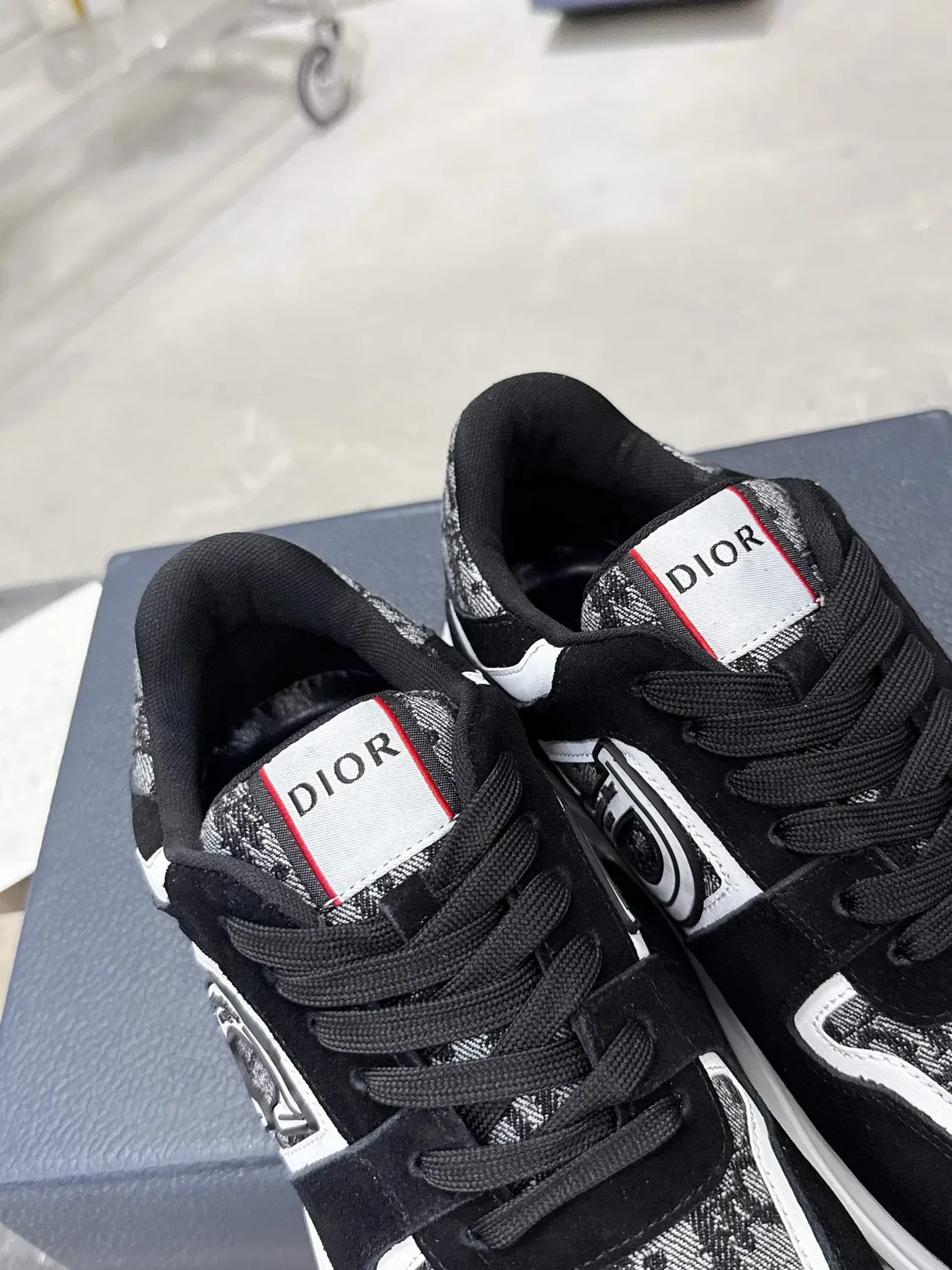 Dior Black White Monogrammed Textile Suede Overlay Lifestyle Sneakers 9