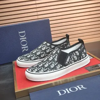 Dior Black White Slip-On Monogram Canvas Lifestyle Sneakers