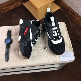 Dior Black White Sole Mesh And Synthetic Overlay Chunky Sneakers