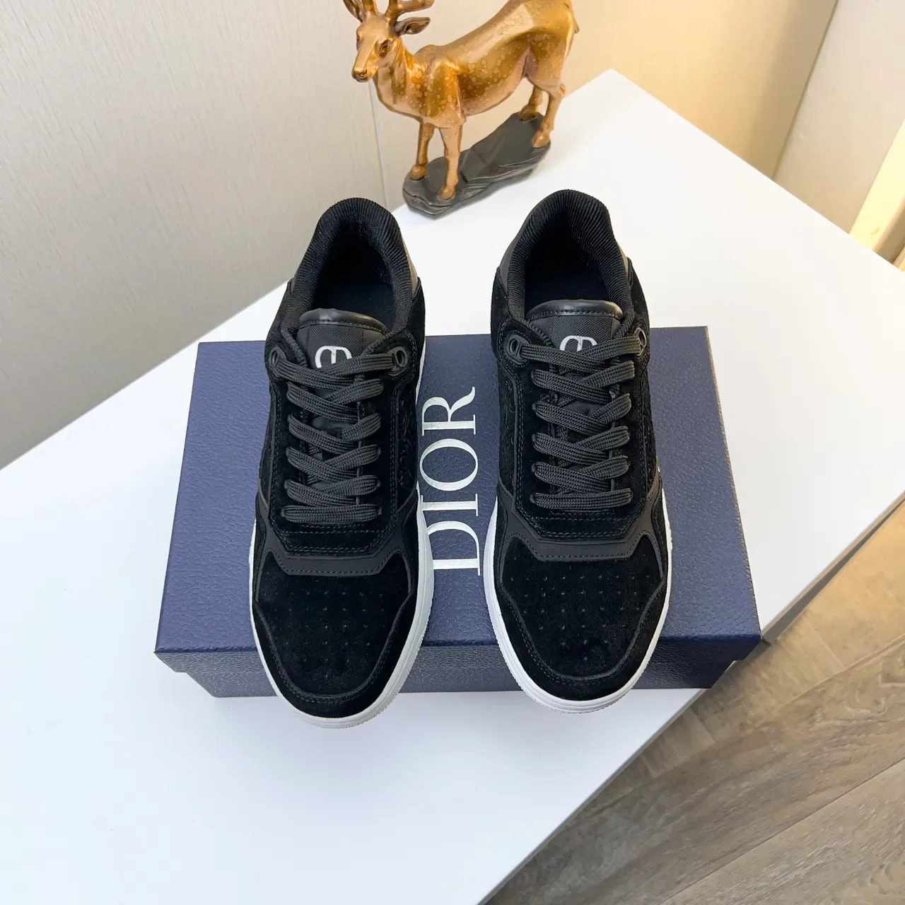 Dior Black White Suede And Leather Upper Embossed Monogram Panel Lifestyle Sneakers 3