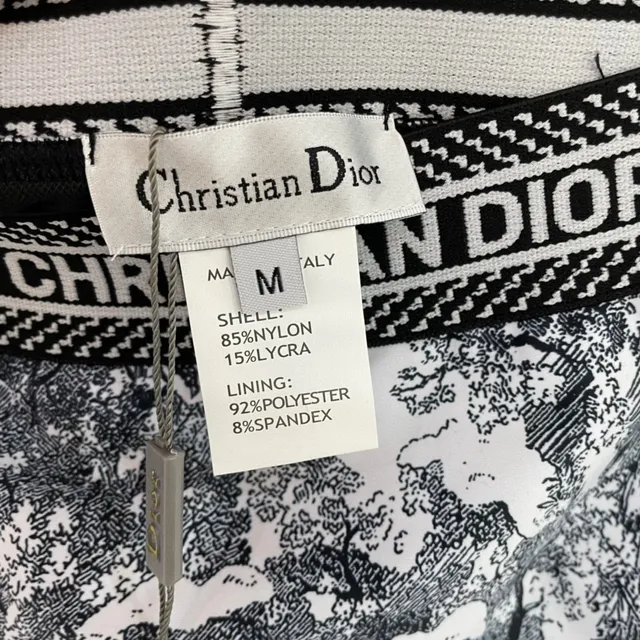 Dior Black White Toile De Jouy Print Cross-Back Straps Underwear 4