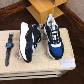 Dior Blue Black Sole Mesh And Synthetic Overlay Chunky Sneakers