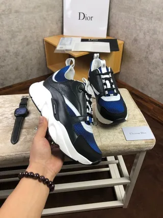Dior Blue Black Sole Mesh And Synthetic Overlay Chunky Sneakers 7