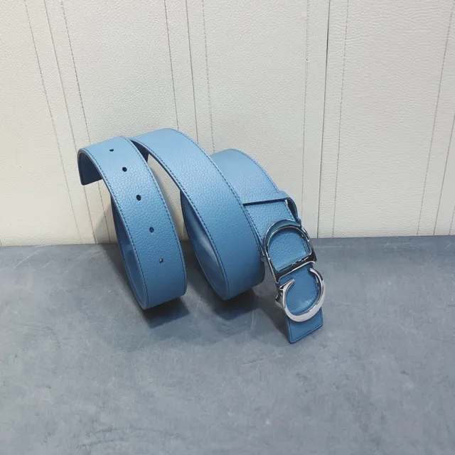 Dior Blue Pebbled Glossy Interior Leather Belt 5
