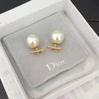 Dior Bow Pearl Stud Earrings
