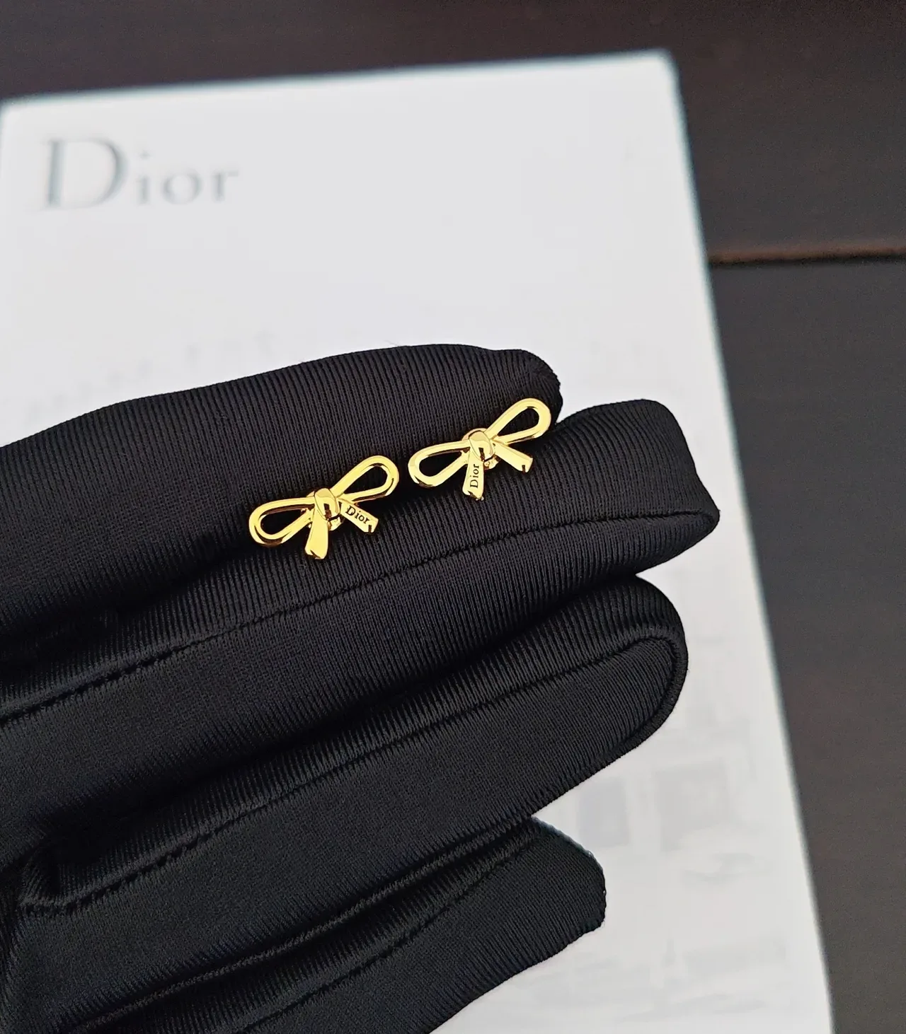 Dior Bow-Shaped Gold-Tone Stud Earrings 4
