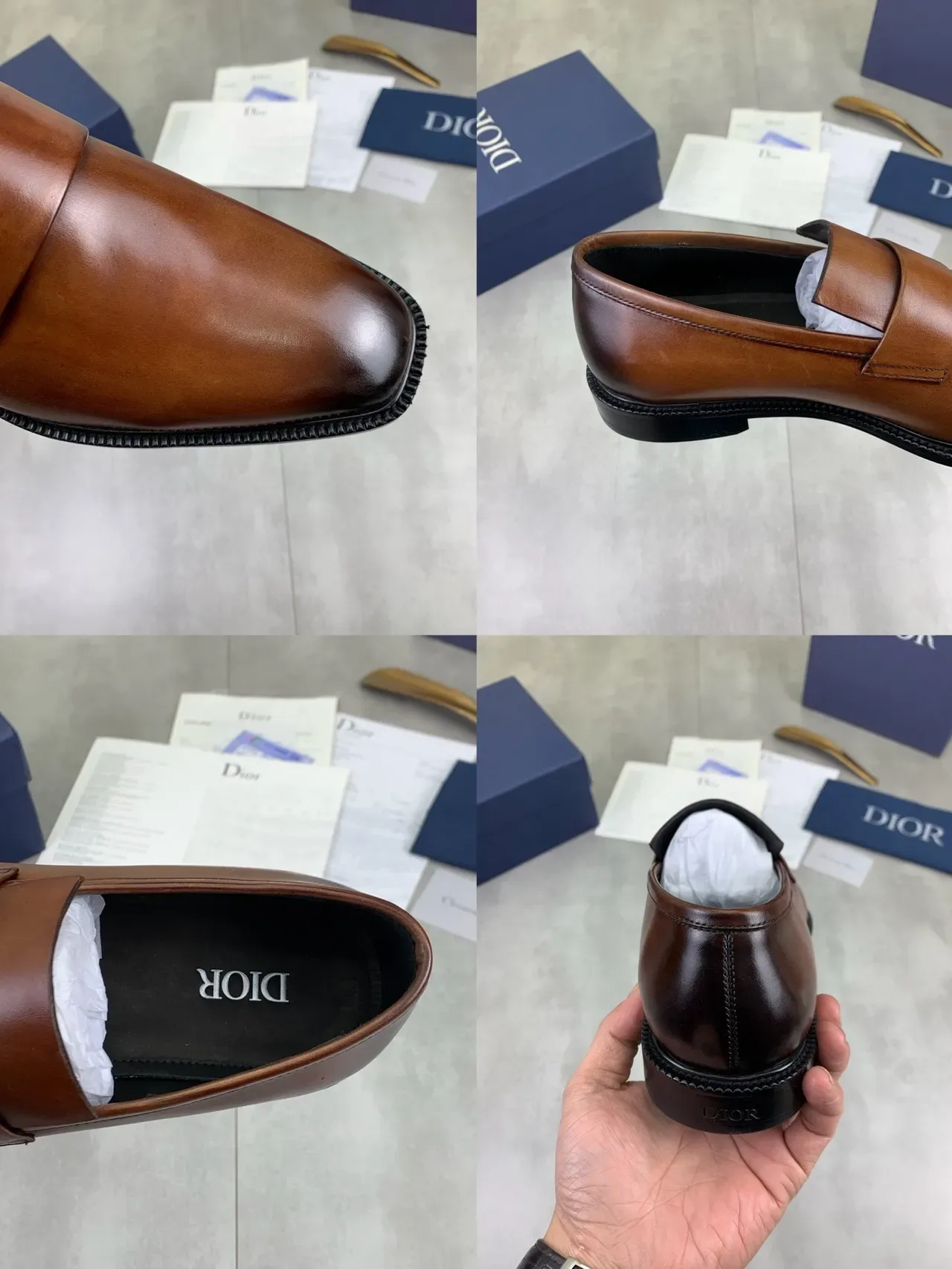 Dior Brown Black Polished Leather Penny Loafer 2
