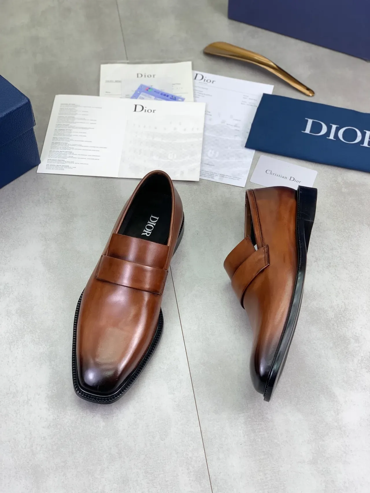 Dior Brown Black Polished Leather Penny Loafer 4
