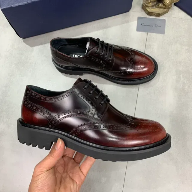 Dior برغوندي بني بروغ جناح كامل 5