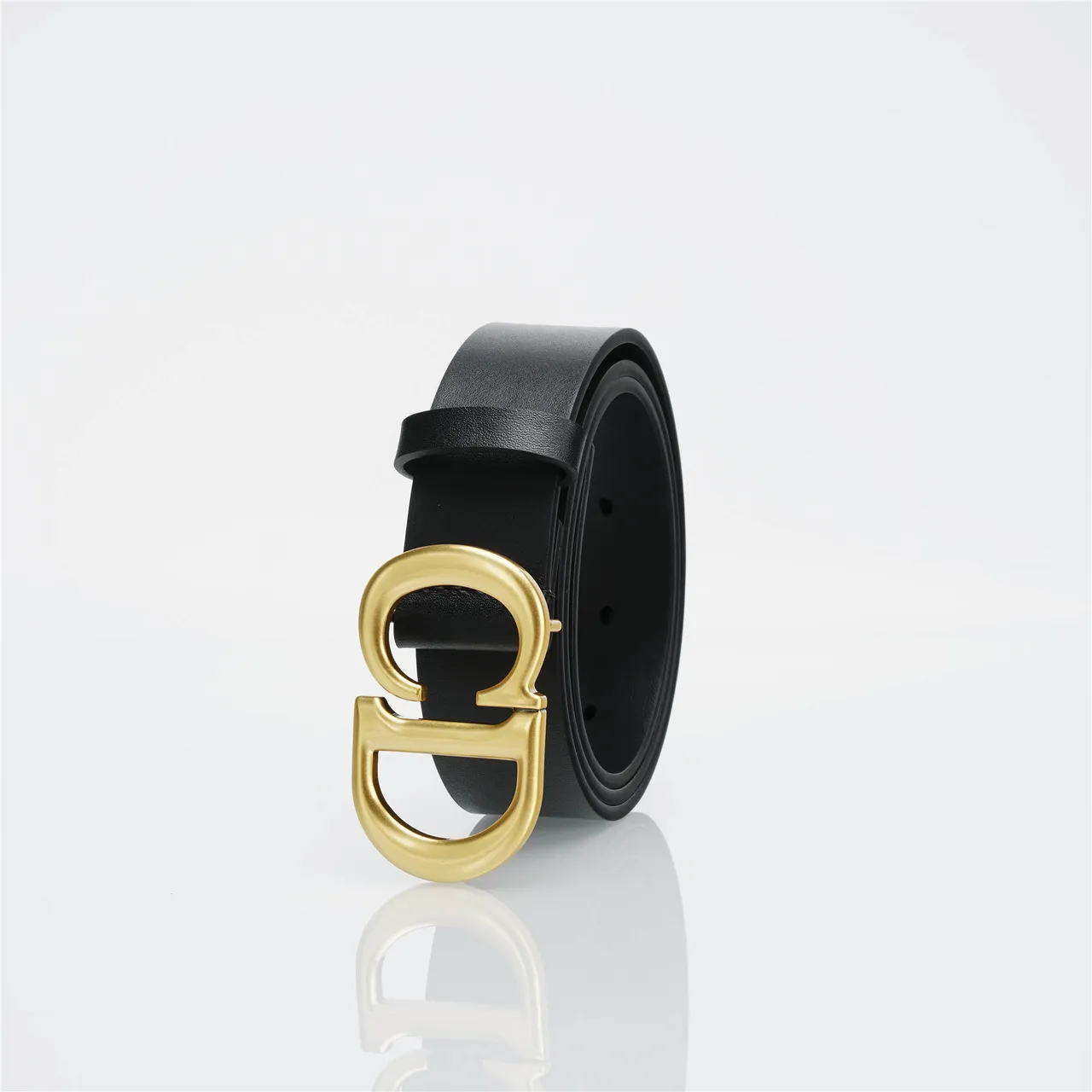 Dior CD Belt Black Gold Smooth Large Monogram Buckle Leather Belt 7