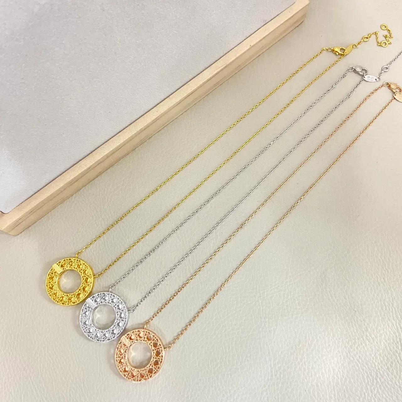 Dior Circular Openwork Lattice Pendant Necklace 2