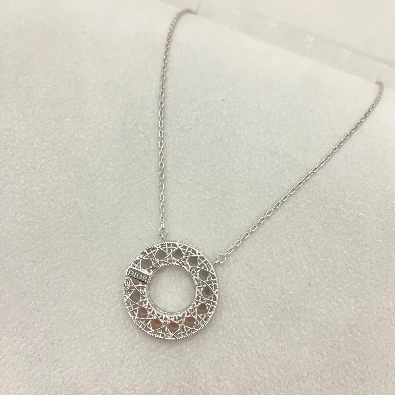 Dior Circular Openwork Lattice Pendant Necklace 4