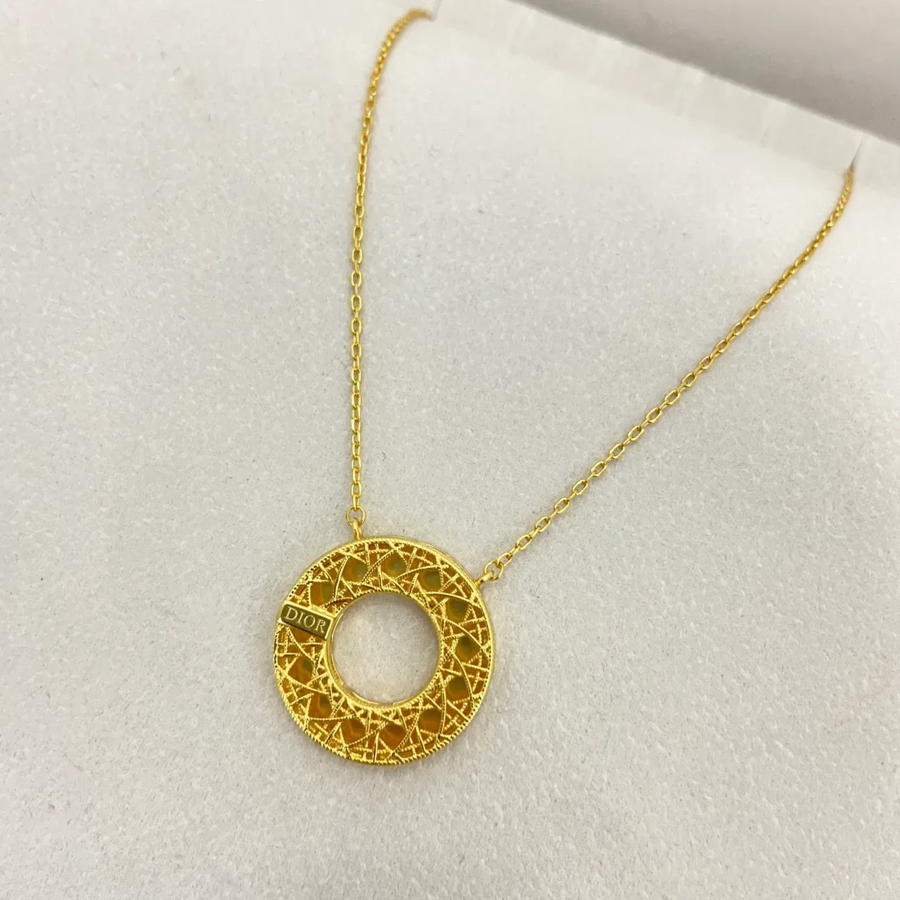 Dior Circular Openwork Lattice Pendant Necklace 6