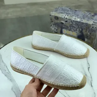 Dior Espadrille White Jacquard Oblique Slip-On Boat Shoes