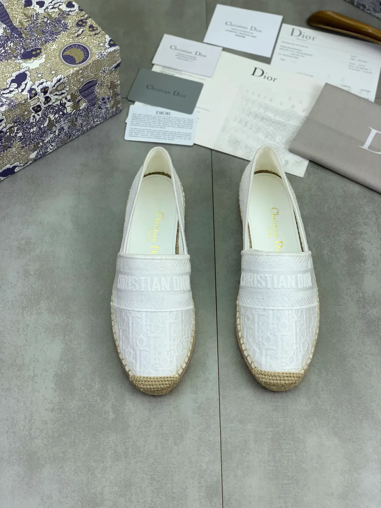 Dior Espadrille Brancas Jacquard Oblique Slip-On Boat Shoes 4