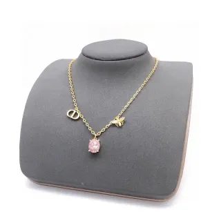 Dior Doré CD et Pendentif Abeille Pierre Rose Collier