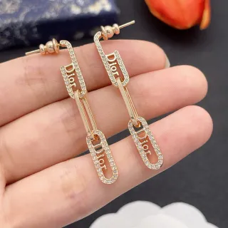 Dior Gold Transparent Link-Chain Pavé-Crystal Earrings