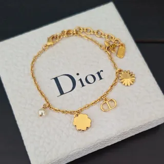 Dior سوار سلسلة ذهبي أبيض Multi-Charm