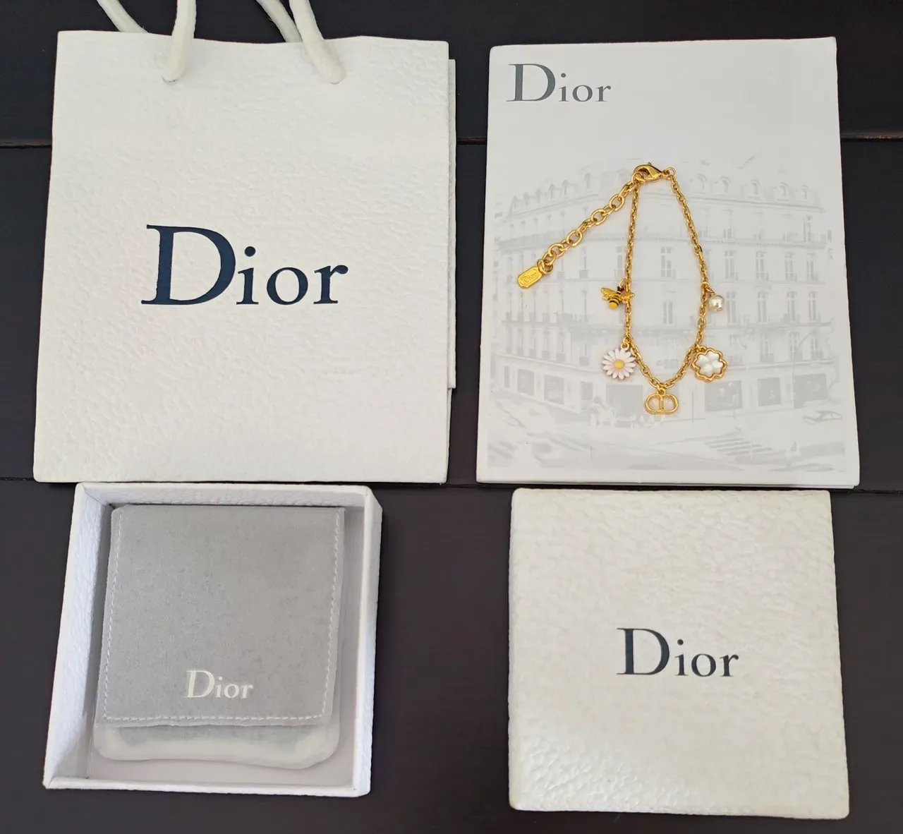 Dior Gold White Chain Multi-Charm Bracelet 3