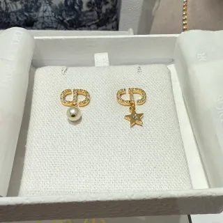 Boucles d'oreilles Dior or blanc cristal incrusté