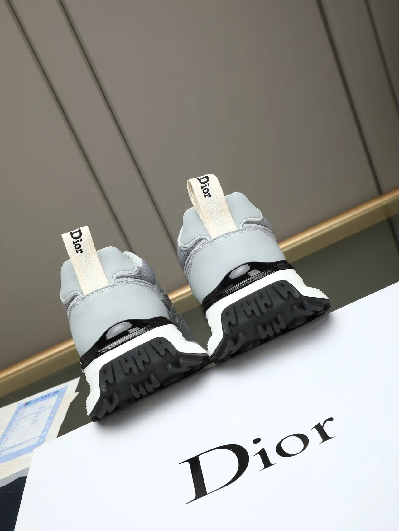 Dior Gray Black Layered Sole Mesh And Synthetic Overlay Construction Chunky Sneakers 3