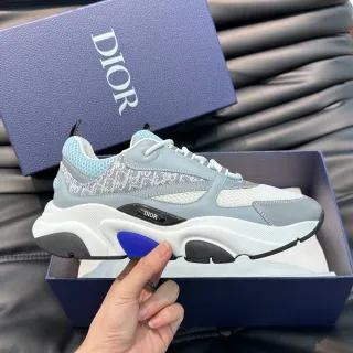 Dior Gray Blue Sole Oblique Jacquard Panel Chunky Sneakers