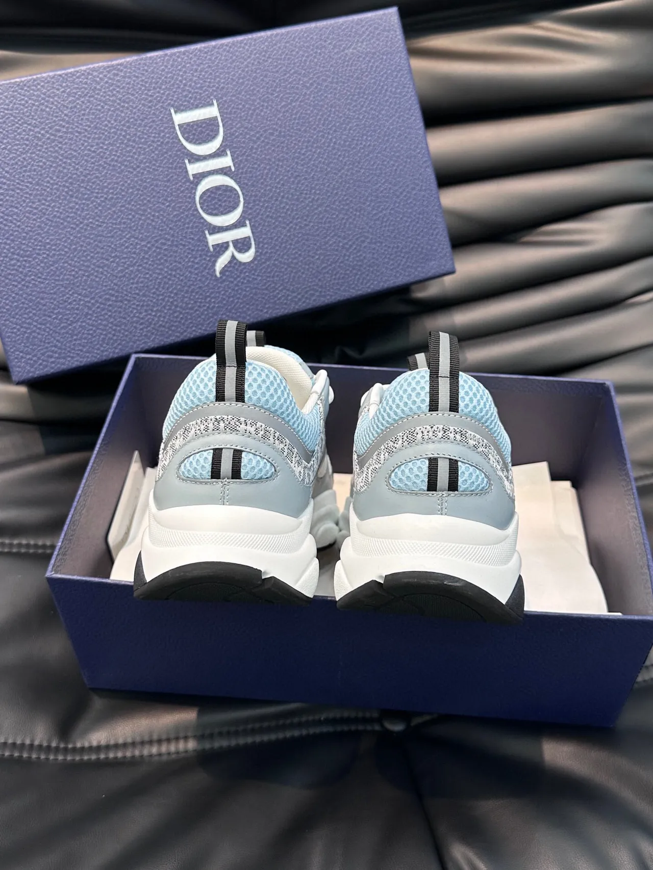 Dior Gray Blue Sole Oblique Jacquard Panel Chunky Sneakers 7