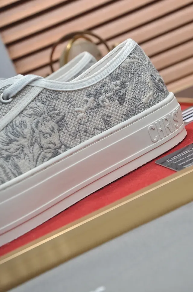 Dior Gray White Jacquard-Patterned Upper Platform Sole Lifestyle Sneakers 2