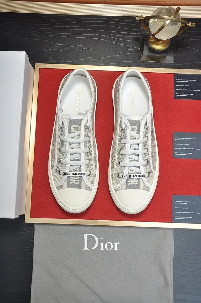 Dior Gray White Jacquard-Patterned Upper Platform Sole Lifestyle Sneakers 5