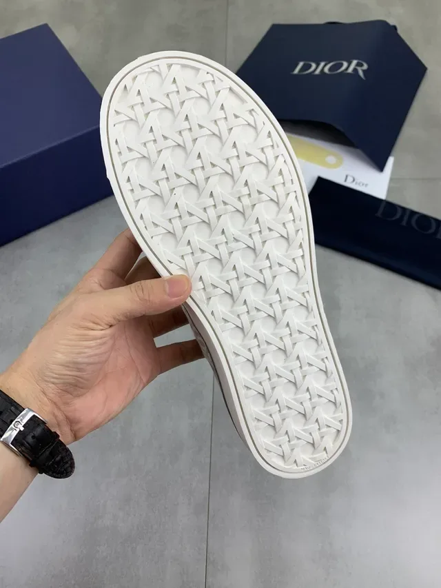 Dior Gris Blanc Monogrammé Toile Low-Top Lacets Lifestyle Sneakers 2