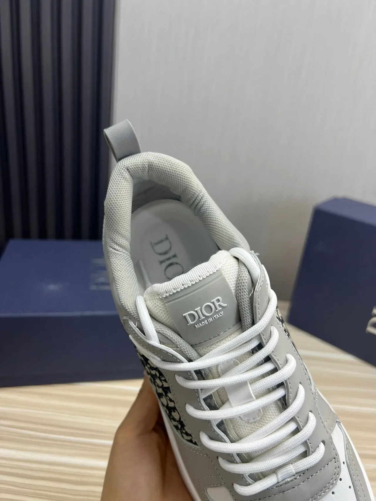 Dior Gray White Monogrammed Side Panel Perforated Toe Cap Lifestyle Sneakers 2