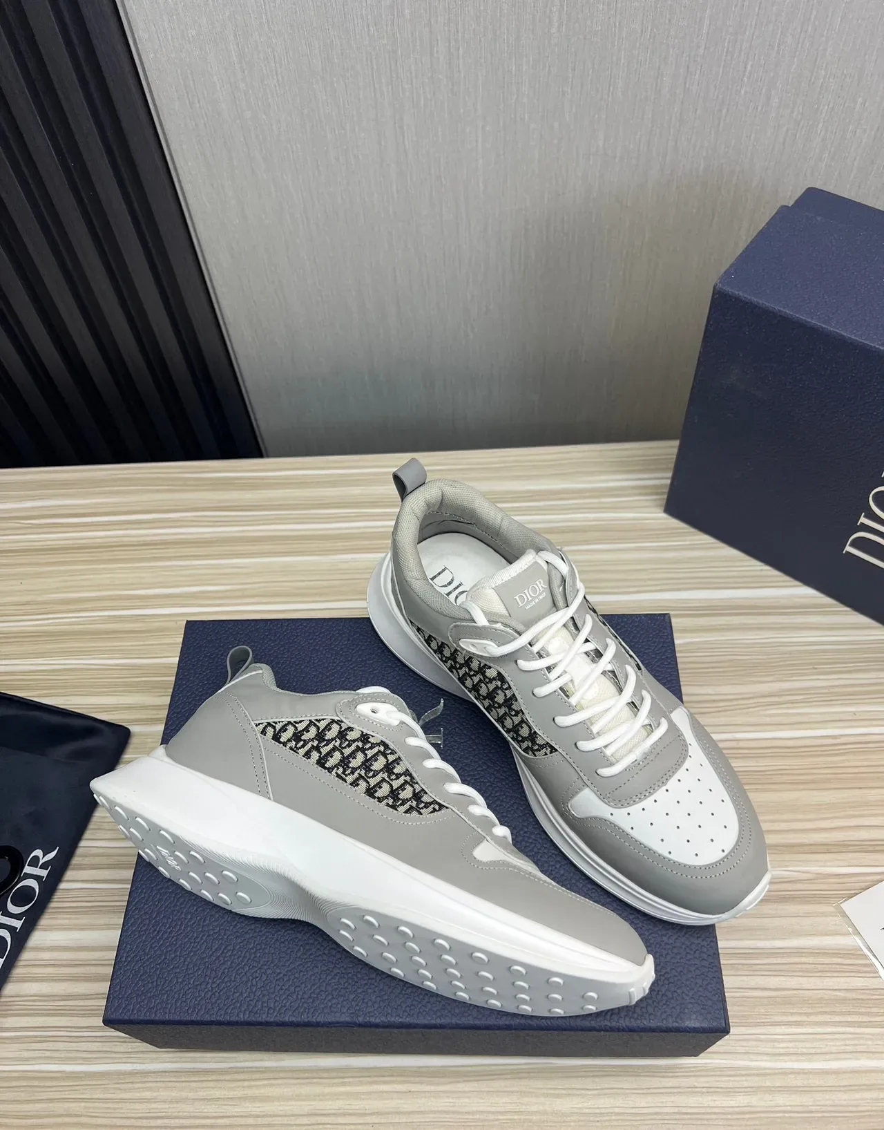 Dior Gray White Monogrammed Side Panel Perforated Toe Cap Lifestyle Sneakers 6