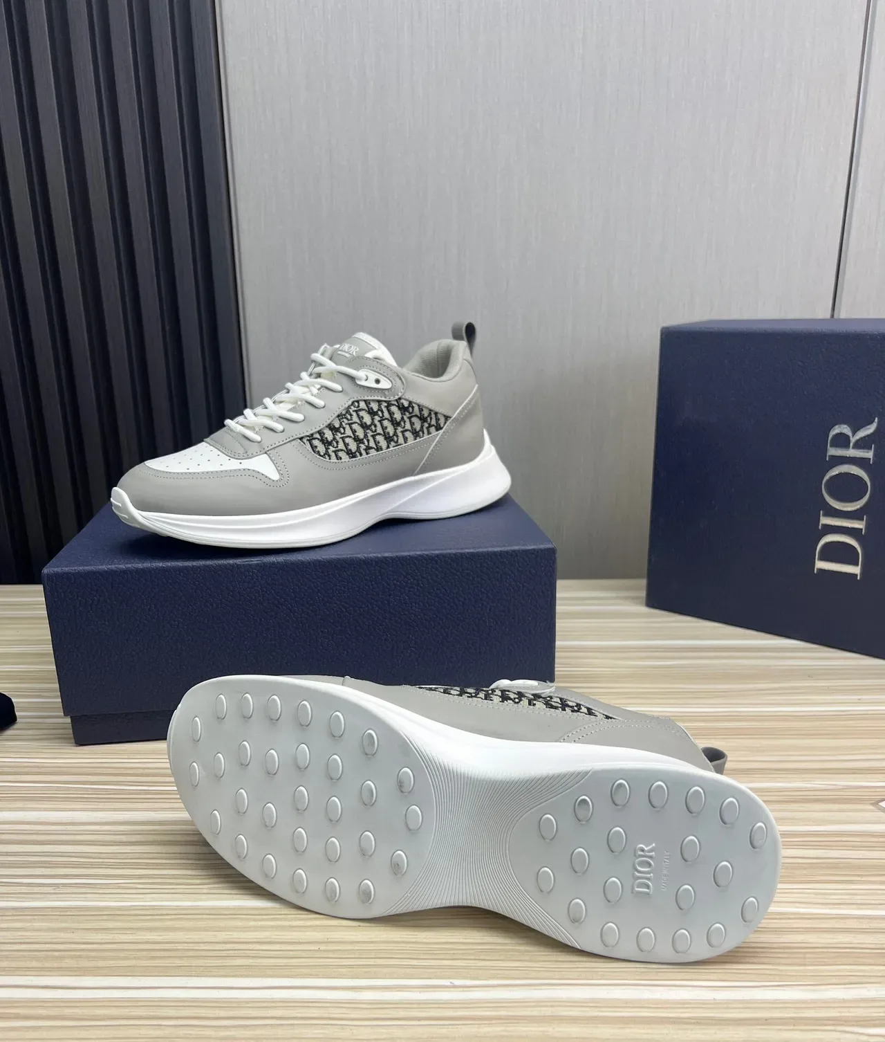 Dior Gray White Monogrammed Side Panel Perforated Toe Cap Lifestyle Sneakers 8