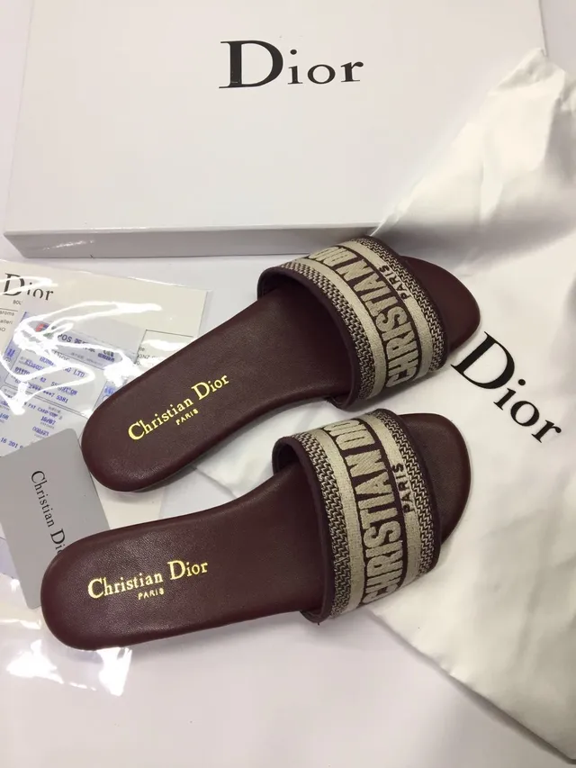 Dior J'Adior Slides Bordô Tira Trançada Chinelos 4