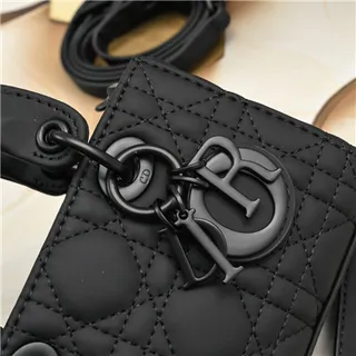 Dior Lady Black Quilted Cannage Leather Rolled Top Handle Handbag 7