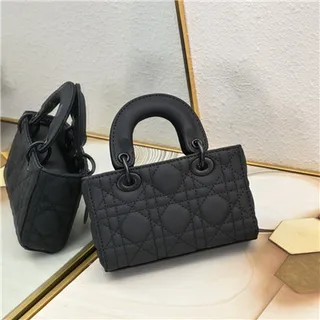 Dior Lady Black Quilted Cannage Leather Rolled Top Handle Handbag 8