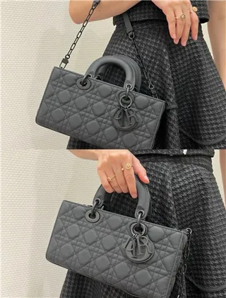 Dior Lady Black Quilted Cannage Leather Rolled Top Handle Handbag 10