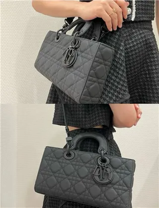 Dior Lady Black Quilted Cannage Leather Rolled Top Handle Handbag 12