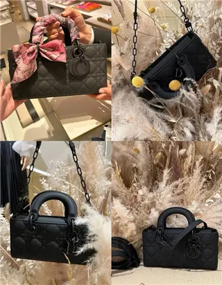 Dior Lady Black Quilted Cannage Leather Rolled Top Handle Handbag 14