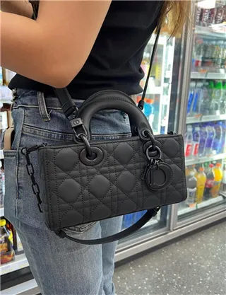 Dior Lady Black Quilted Cannage Leather Rolled Top Handle Handbag 16