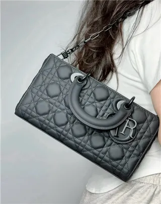 Dior Lady Black Quilted Cannage Leather Rolled Top Handle Handbag 18