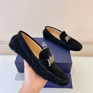 Dior Loafer Black Silver Suede Metal Buckle Loafer