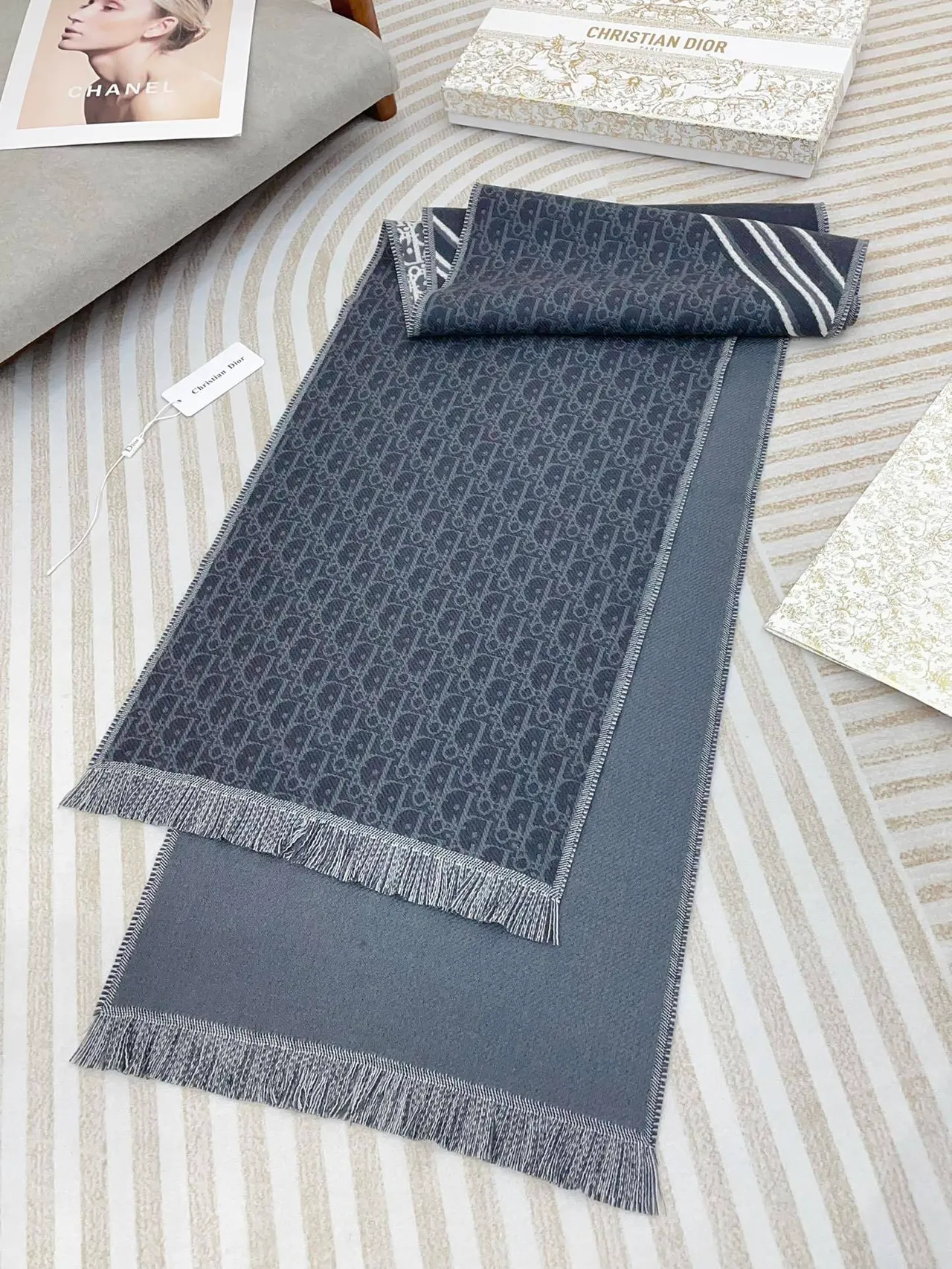 Dior Monogram Knit Cashmere Scarf 6