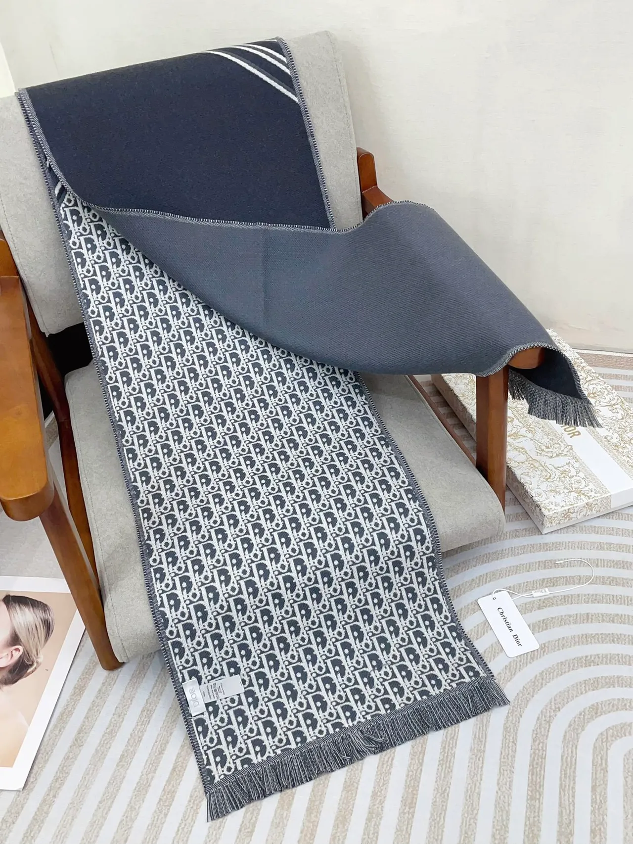 Dior Monogram Knit Cashmere Scarf 9