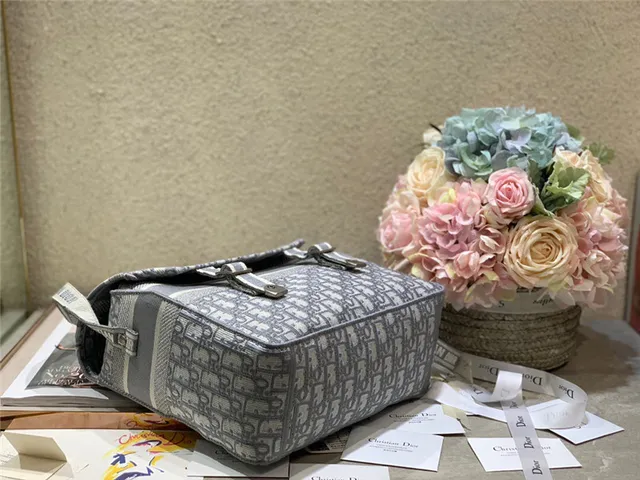 Dior Navy Beige Monogram Canvas Flap-Top Messenger Bag 2