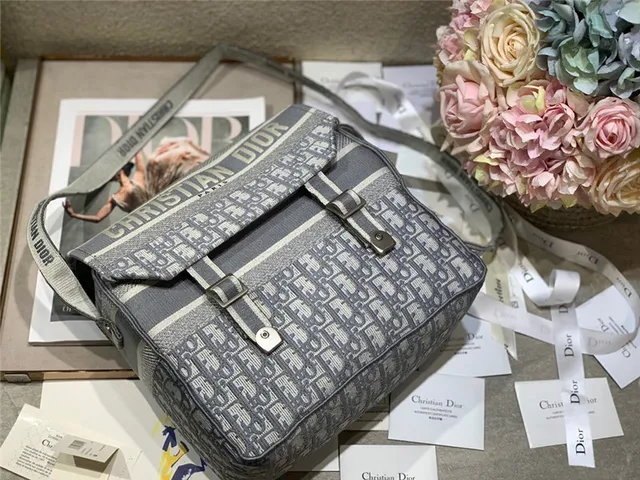 Dior Navy Beige Monogram Canvas Flap-Top Messenger Bag 3