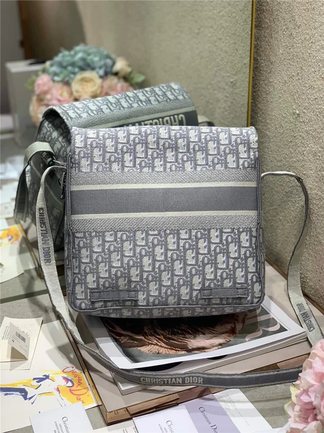 Dior Navy Beige Monogram Canvas Flap-Top Messenger Bag 6